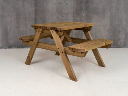 Fortem Rounded Pub Style Picnic Table Benches Set - Rustic Finish