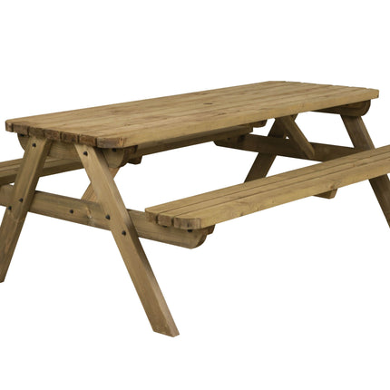 Fortem Rounded Pub Style Picnic Table Benches Set - Rustic Finish