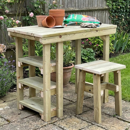 Garden potting table, multi purpose workbench (106cm + chair)