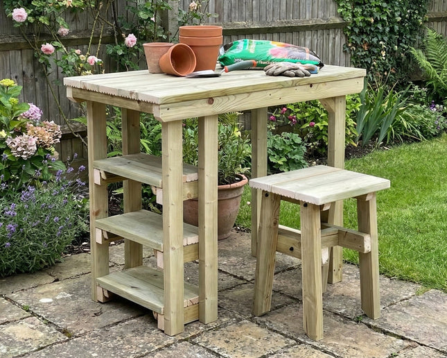 Garden potting table, multi purpose workbench (106cm + chair)
