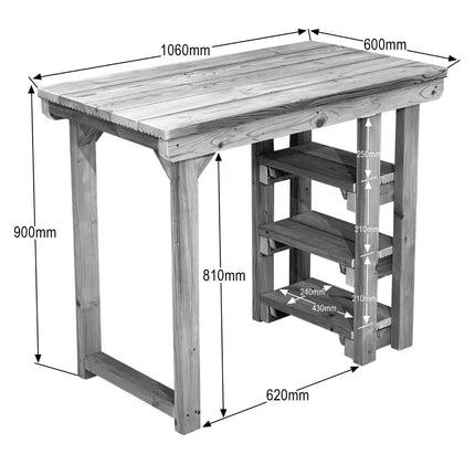 Garden potting table, multi purpose workbench (106cm + 2x chairs)