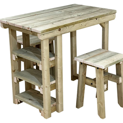 Garden potting table, multi purpose workbench (106cm + 2x chairs)
