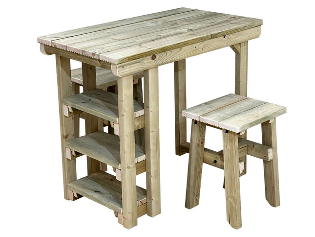 Garden potting table, multi purpose workbench (106cm + 2x chairs)
