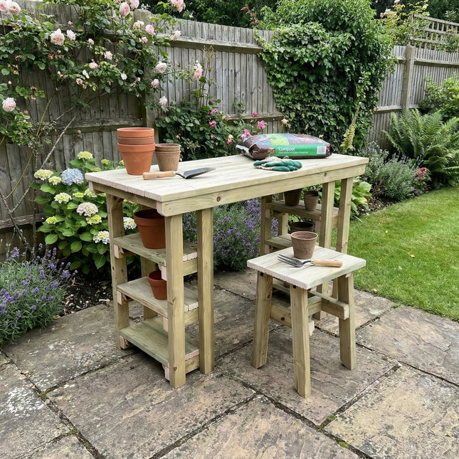 Garden potting table, multi purpose workbench (150cm + chair)