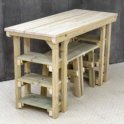 Garden potting table, multi purpose workbench (150cm + 2x chairs)