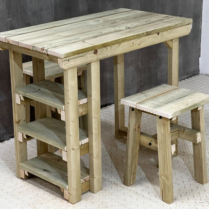 Garden potting table, multi purpose workbench (150cm + 2x chairs)