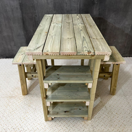 Garden potting table, multi purpose workbench (150cm + 2x chairs)