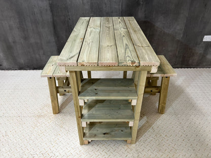Garden potting table, multi purpose workbench (150cm + 2x chairs)