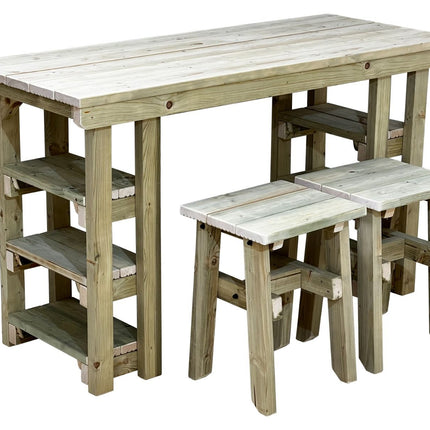Garden potting table, multi purpose workbench (150cm + 2x chairs)