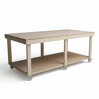 Wooden Workbench MDF Top Depth-4ft With Wheels