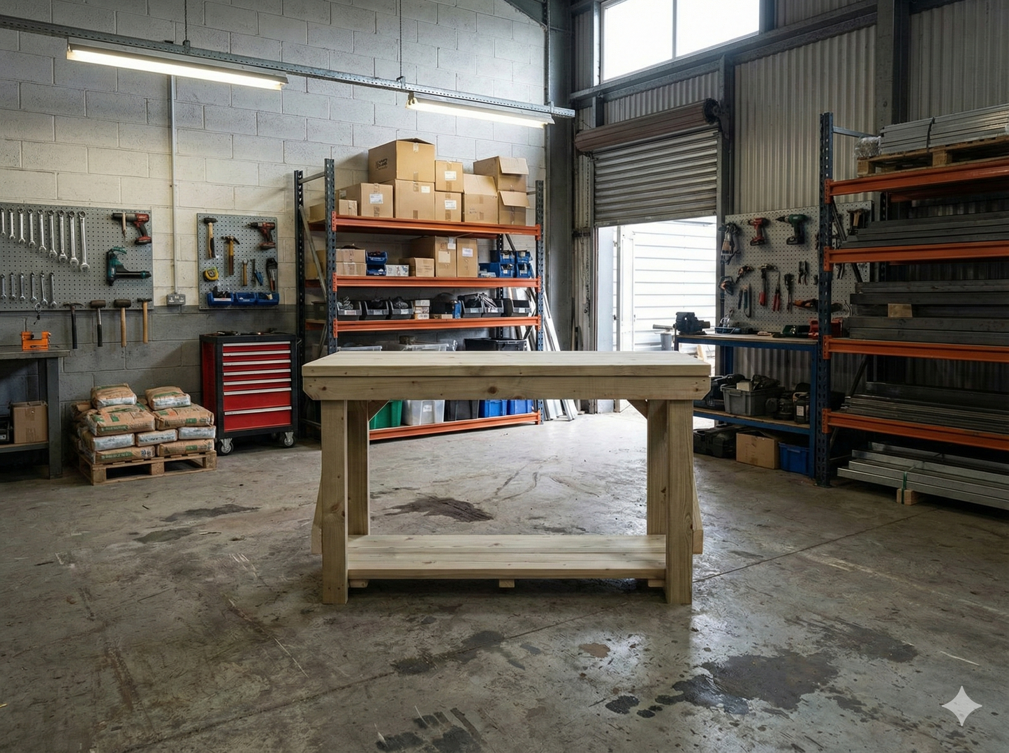 Indoor/outdoor workbench, pressure treated bench