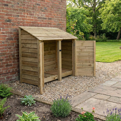 Wooden Log Store with Door W-146cm, H-126cm or 180cm, D-88cm