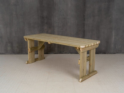 Hollies Rounded Wooden Garden Table, Outdoor Picnic Dining Desk