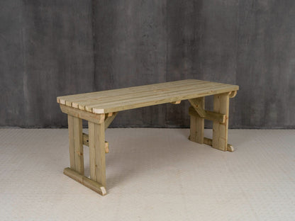 Hollies Rounded Wooden Garden Table, Outdoor Picnic Dining Desk