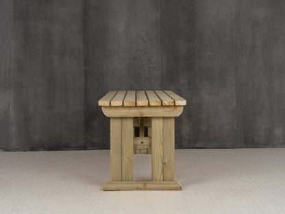 Hollies Rounded Wooden Garden Table, Outdoor Picnic Dining Desk