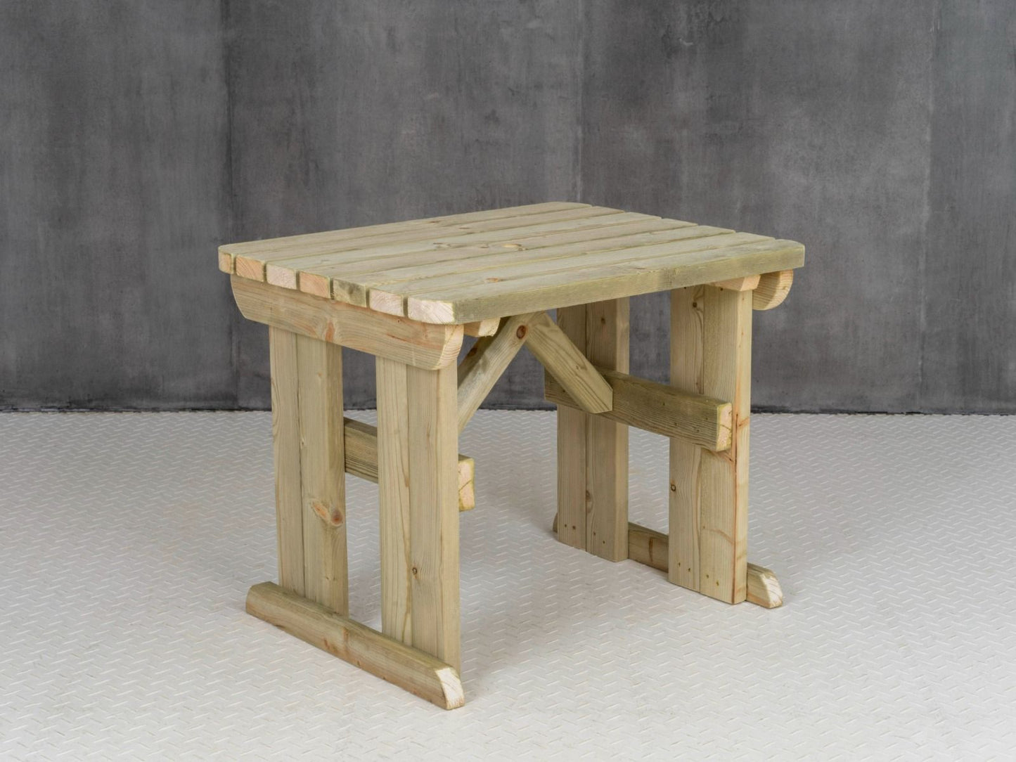 Hollies Rounded Wooden Garden Table, Outdoor Picnic Dining Desk