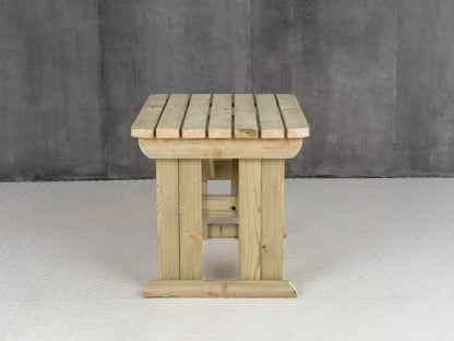 Hollies Rounded Wooden Garden Table, Outdoor Picnic Dining Desk