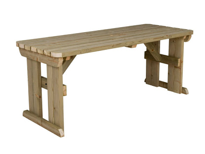 Hollies Rounded Wooden Garden Table, Outdoor Picnic Dining Desk