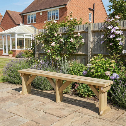 Hollies Wooden Garden Bench, Outdoor Fence Seat