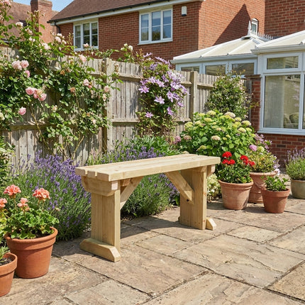 Hollies Wooden Garden Bench, Outdoor Fence Seat