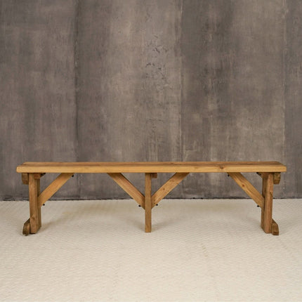 Hollies Wooden Garden Bench, Outdoor Fence Seat - Rustic Finish