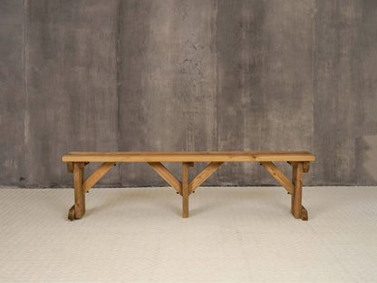 Hollies Wooden Garden Bench, Outdoor Fence Seat - Rustic Finish