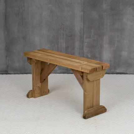 Hollies Wooden Garden Bench, Outdoor Fence Seat - Rustic Finish