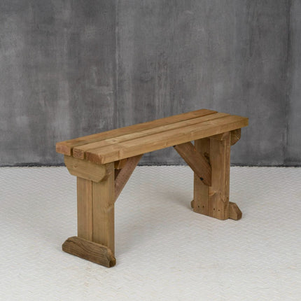 Hollies Wooden Garden Bench, Outdoor Fence Seat - Rustic Finish