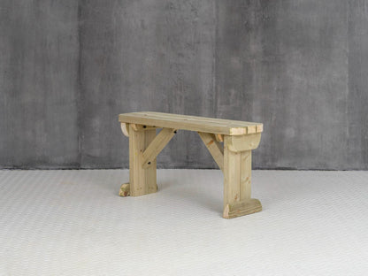 Hollies Wooden Garden Rounded Bench, Outdoor Fence Seat