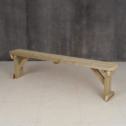Hollies Wooden Garden Rounded Bench, Outdoor Fence Seat