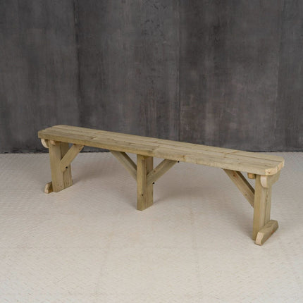 Hollies Wooden Garden Rounded Bench, Outdoor Fence Seat