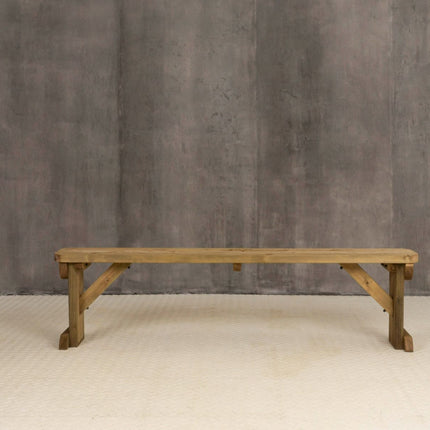 Hollies Wooden Garden Rounded Bench, Outdoor Fence Seat - Rustic Finish