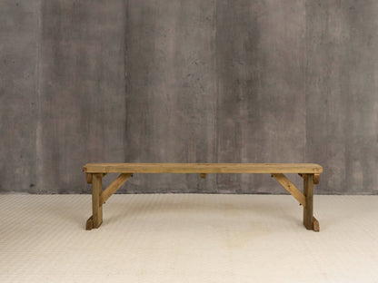 Hollies Wooden Garden Rounded Bench, Outdoor Fence Seat - Rustic Finish