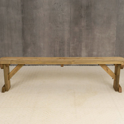 Hollies Wooden Garden Rounded Bench, Outdoor Fence Seat - Rustic Finish