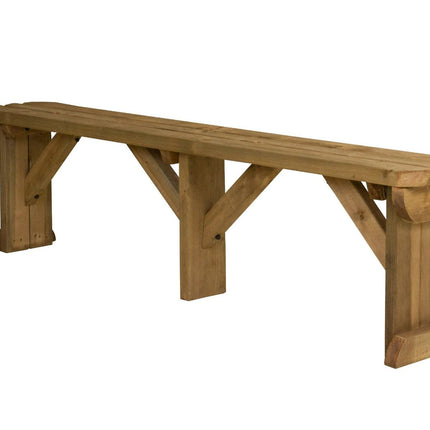 Hollies Wooden Garden Rounded Bench, Outdoor Fence Seat - Rustic Finish