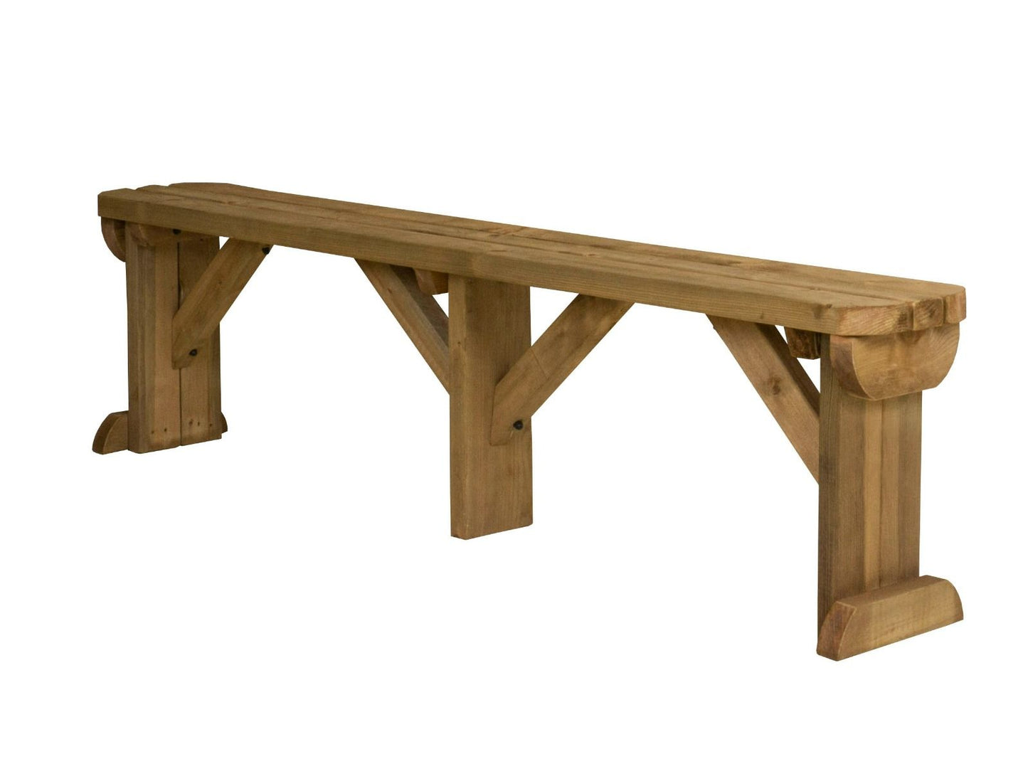 Hollies Wooden Garden Rounded Bench, Outdoor Fence Seat - Rustic Finish