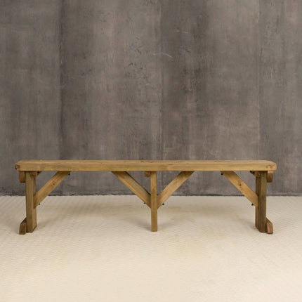Hollies Wooden Garden Rounded Bench, Outdoor Fence Seat - Rustic Finish