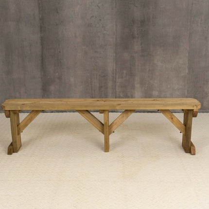 Hollies Wooden Garden Rounded Bench, Outdoor Fence Seat - Rustic Finish