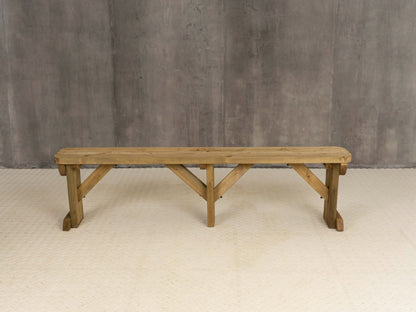 Hollies Wooden Garden Rounded Bench, Outdoor Fence Seat - Rustic Finish