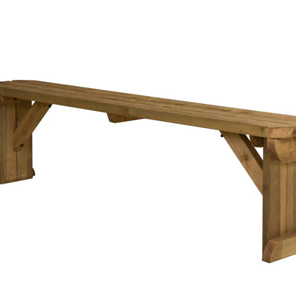 Hollies Wooden Garden Rounded Bench, Outdoor Fence Seat - Rustic Finish