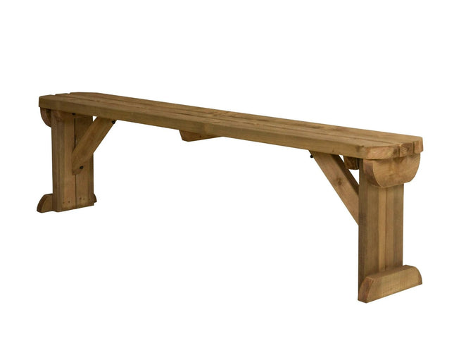 Hollies Wooden Garden Rounded Bench, Outdoor Fence Seat - Rustic Finish