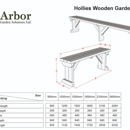 Hollies Wooden Garden Rounded Bench, Outdoor Fence Seat