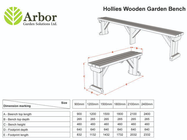 Hollies Wooden Garden Rounded Bench, Outdoor Fence Seat
