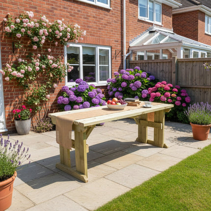 Hollies Wooden Garden Table, Outdoor Picnic Dining Desk