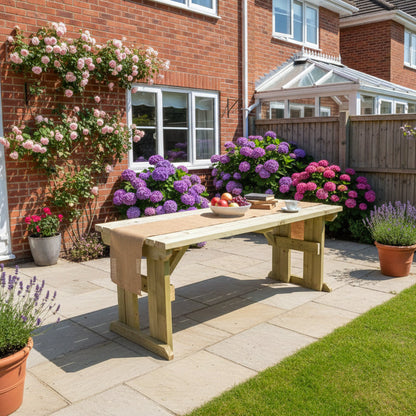 Hollies Wooden Garden Table, Outdoor Picnic Dining Desk