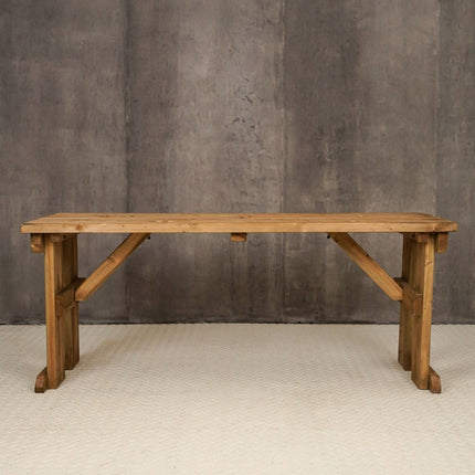 Hollies Wooden Garden Table, Outdoor Picnic Dining Desk - Rustic Finish