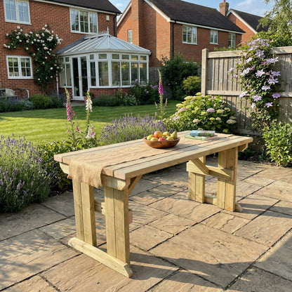 Hollies Wooden Garden Table, Outdoor Picnic Dining Desk
