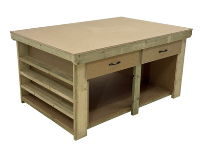Wooden Workbench MDF Top with Extra shelving and Drawers Depth-3ft