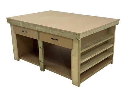 Wooden Workbench MDF Top with Extra shelving and Drawers Depth-4ft