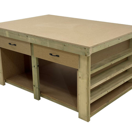 Wooden Workbench MDF Top with Extra shelving and Drawers Depth-3ft